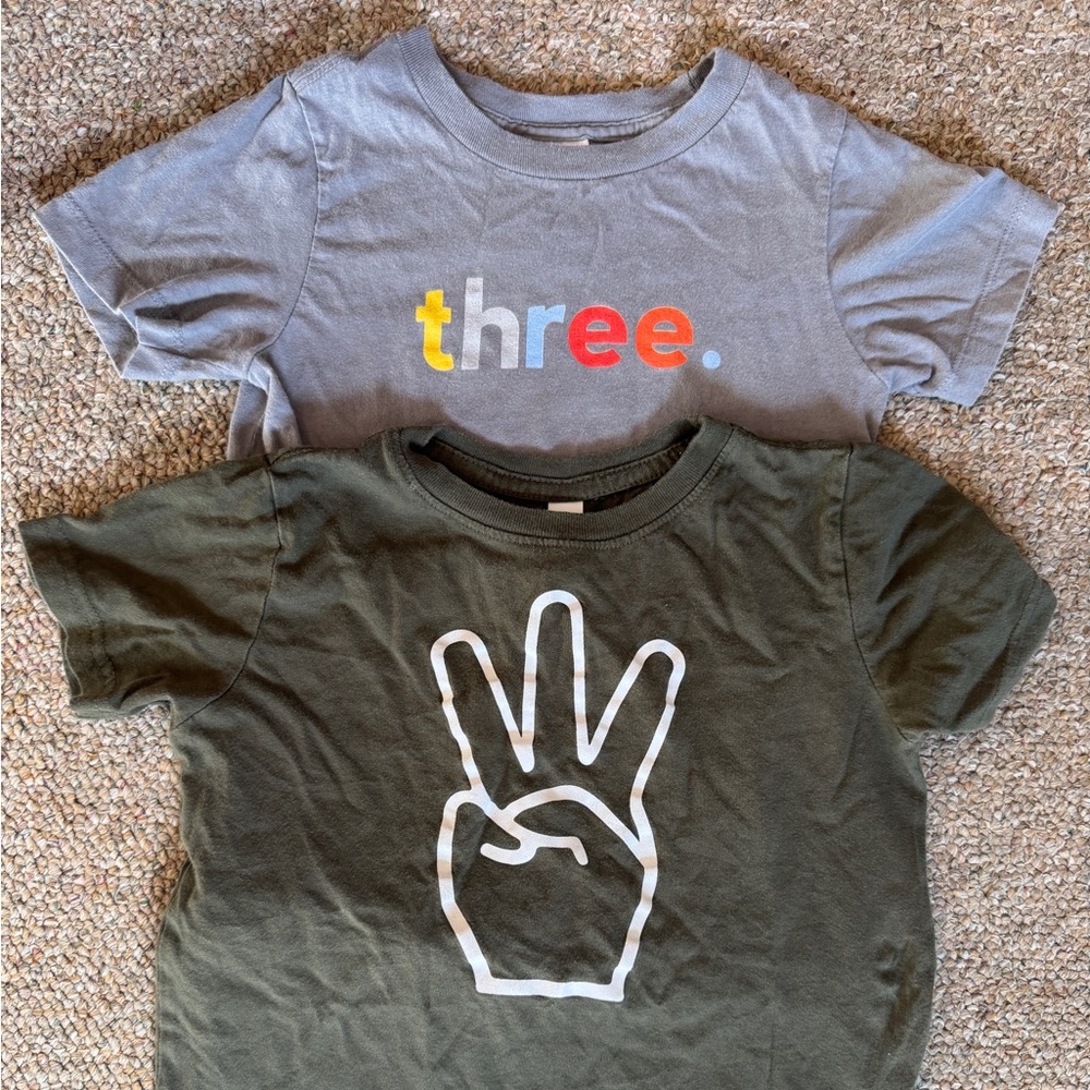 Gray and Green Graphic T-Shirts, 3year olds Birthday shirts (set of 2) size 4T